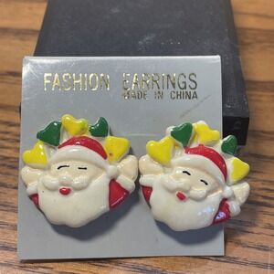 Vintage Santa Claus Fashion Earrings Clip On Earrings